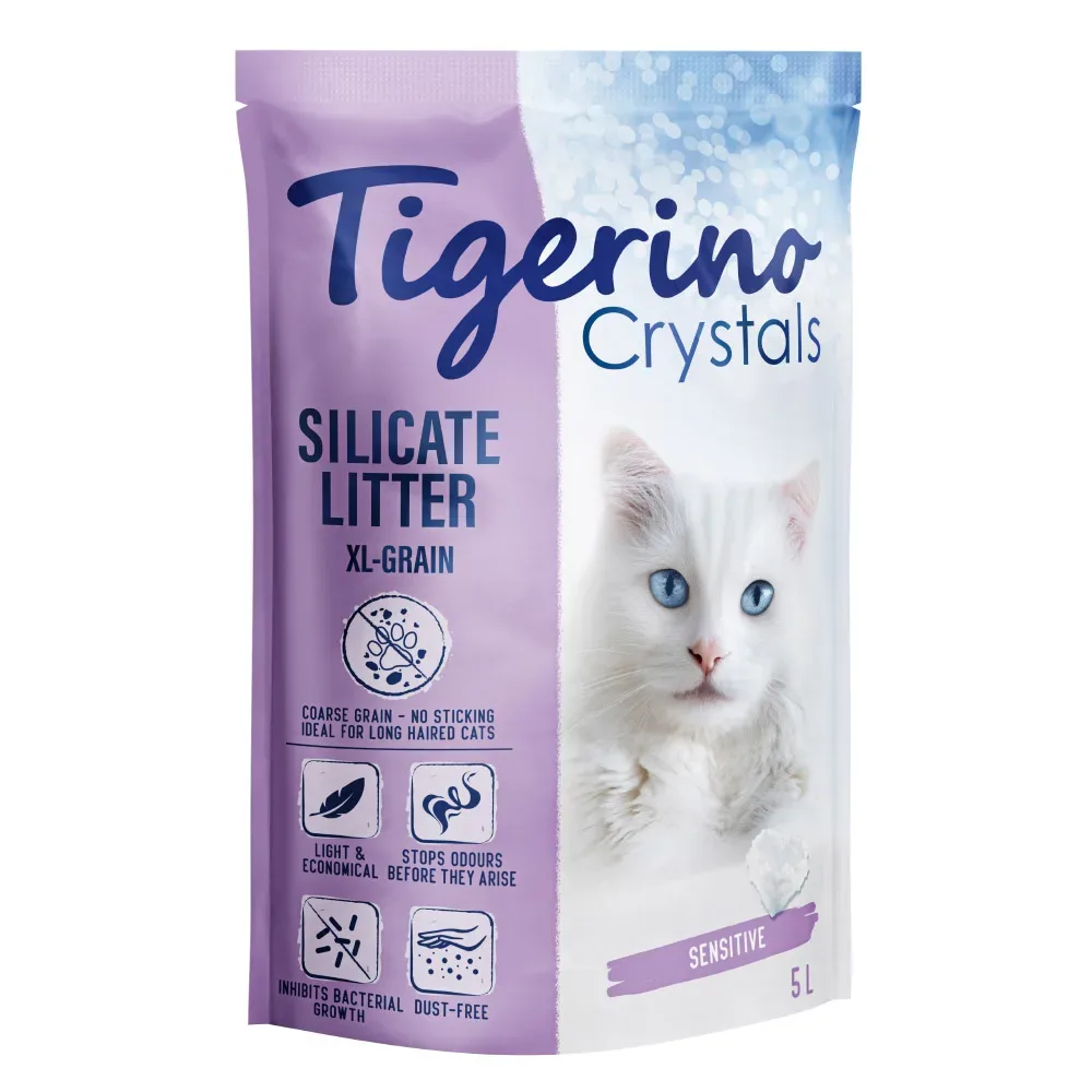 Tigerino Crystals Katzenstreu XXL / XL-Grain - Sensitive (parfümfrei) - Sparpaket: 6 x 5 l