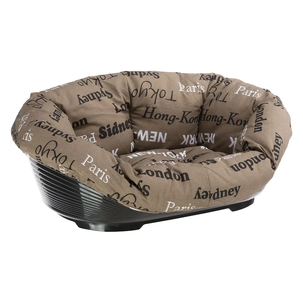 Set Ferplast Hundekorb Siesta Deluxe mit Überzug Sofà - Cities - Set Grösse 10, L 93,5 x B 68 x H 28,5 cm