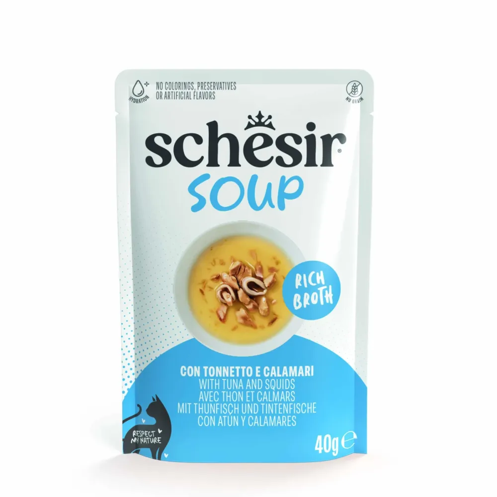 Sparpaket Schesir Cat Soup 24 x 40 g - Thunfisch und Tintenfisch