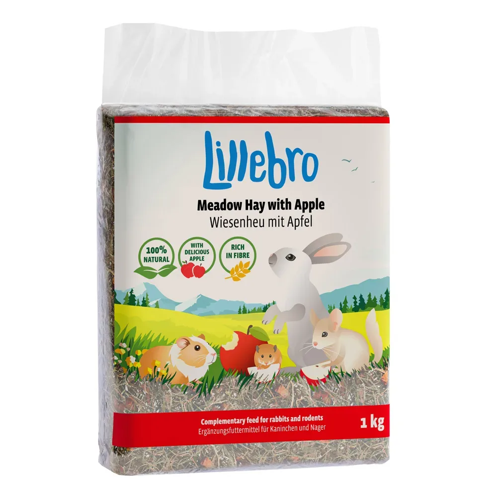 Lillebro Wiesenheu mit Apfel, Löwenzahn oder Karotte - Sparpaket Karotte - 3 x 1 kg