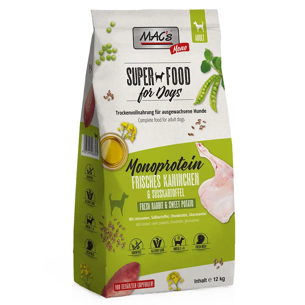 MAC's Dog Mono Adut Trockenfutter Kaninchen 3 kg