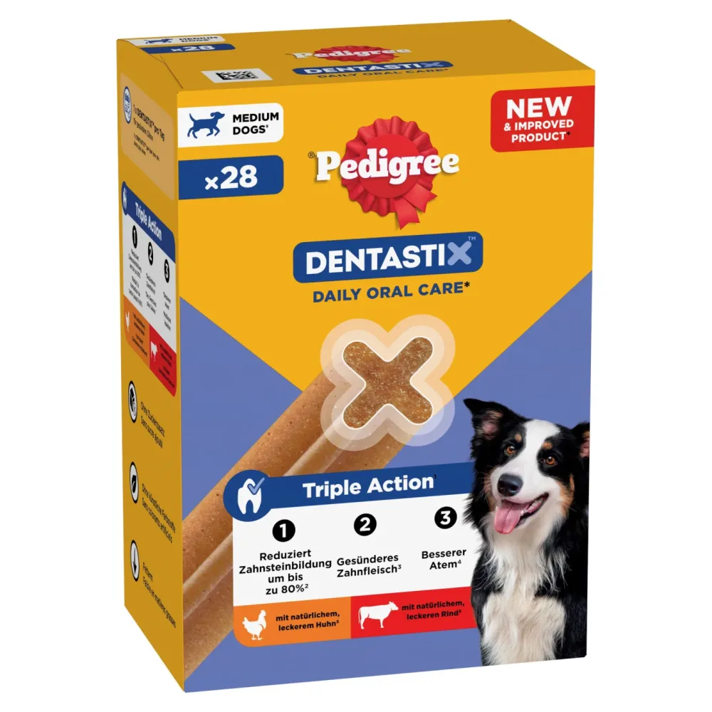 Pedigree Dentastix Tägliche Zahnpflege Hundesnack - Multipack: 28 Stück (720 g) für mittelgrosse Hunde (10-25 kg)
