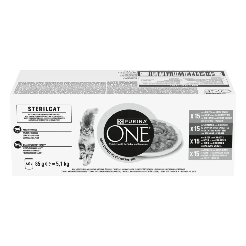 PURINA ONE Sterilcat Mix Meat & Vegetables - 60 x 85 g