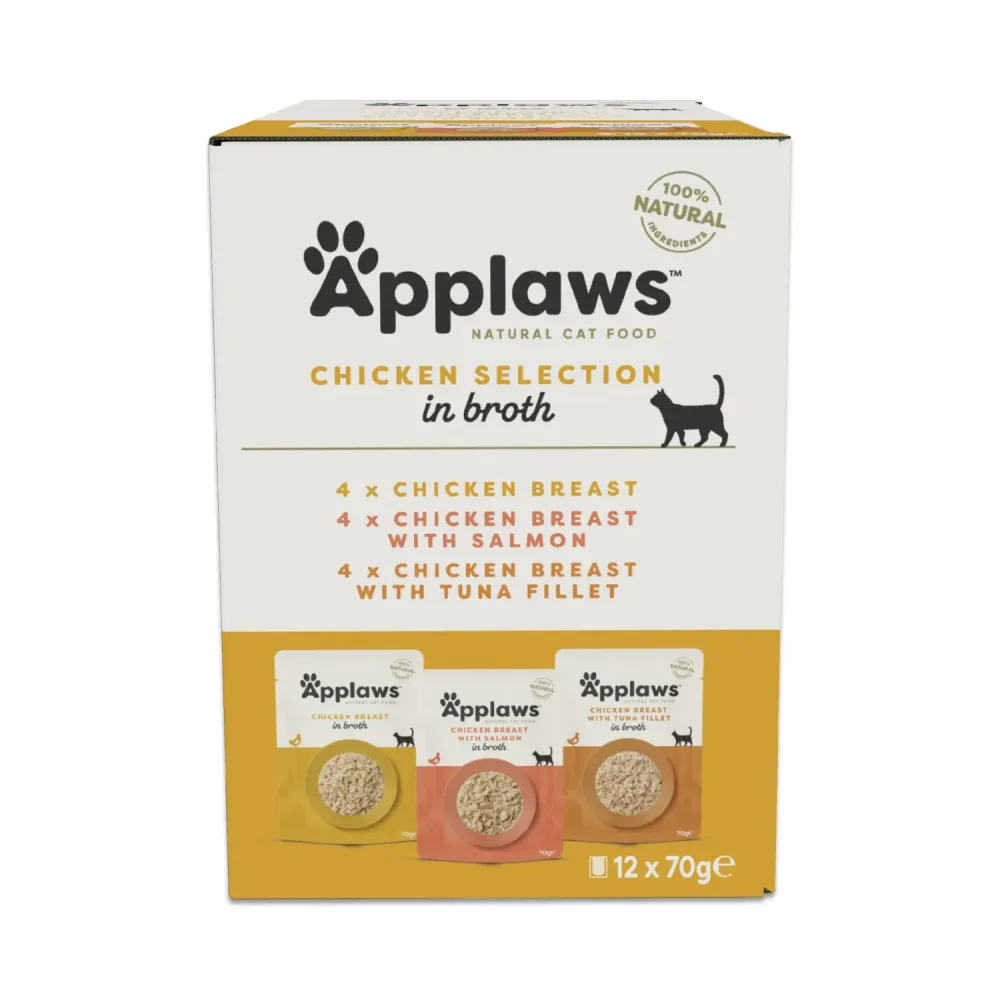 Sparpaket Applaws Cat Natural in Brühe 48 x 70 g - Hähnchenauswahl (3 Varianten)