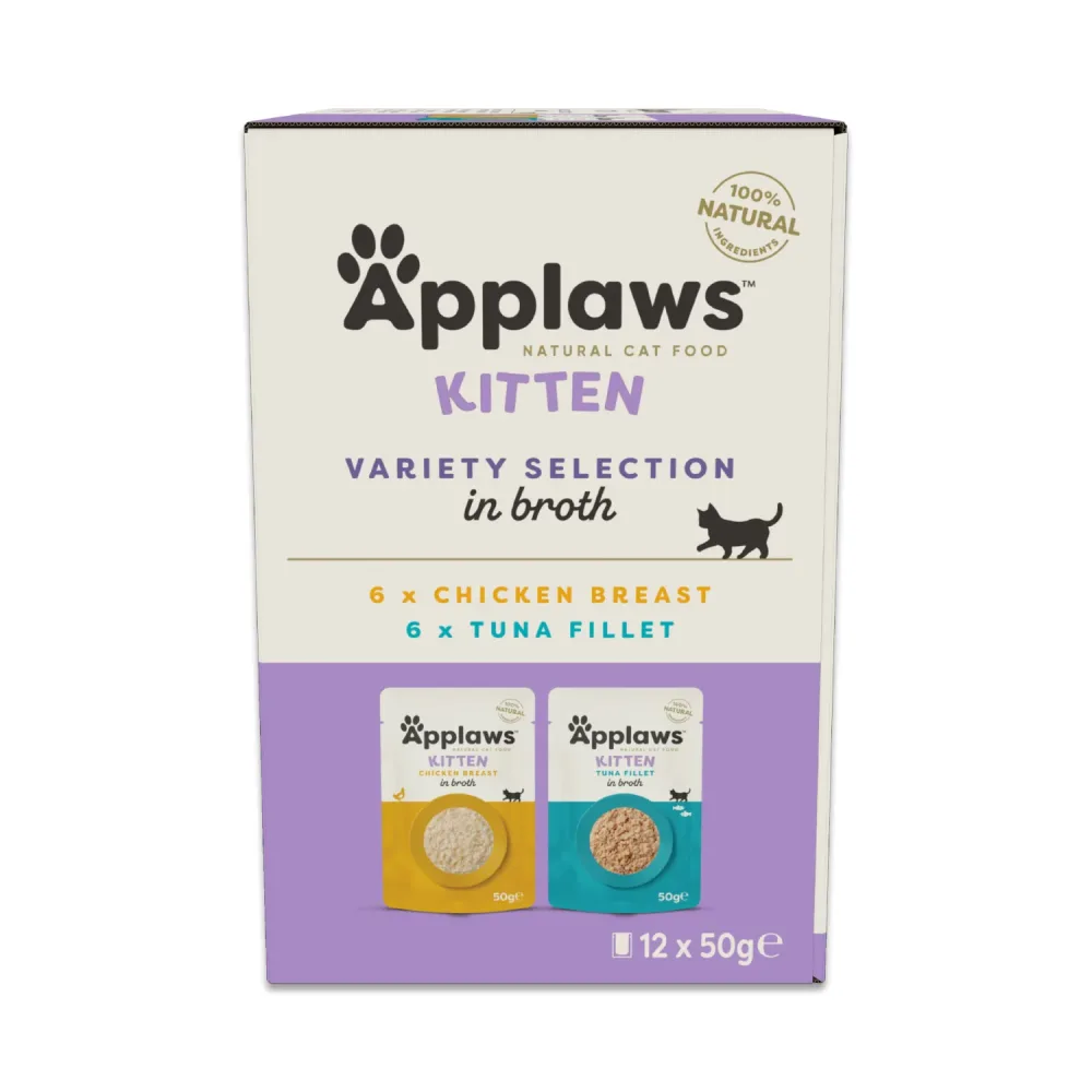 Applaws Natural Kitten in Brühe 12 x 50 g - Hähnchen- und Thunfischauswahl