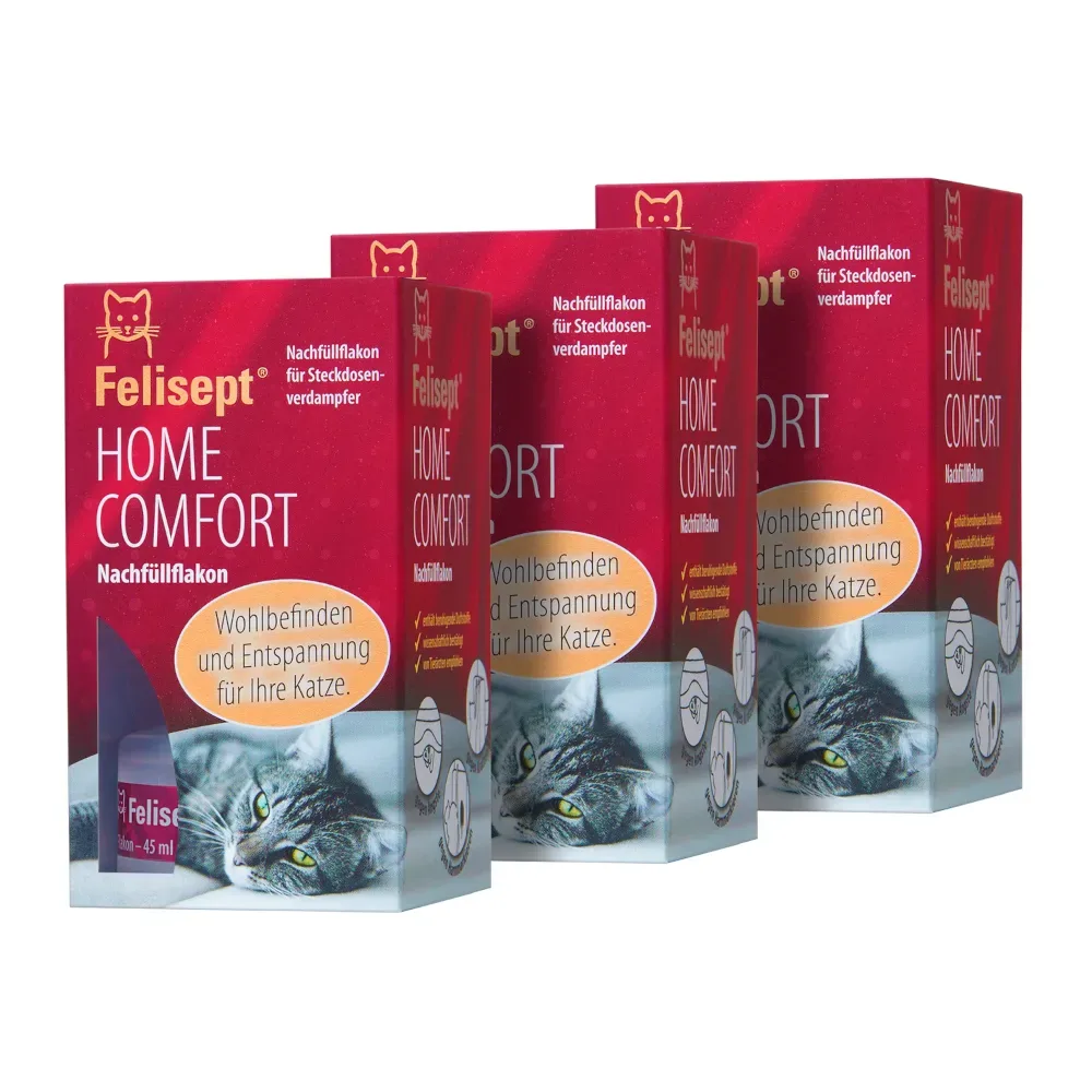 Felisept Home Comfort Set - Beruhigung für Katzen - Sparset: 3 Nachfüllflakons à 45 ml