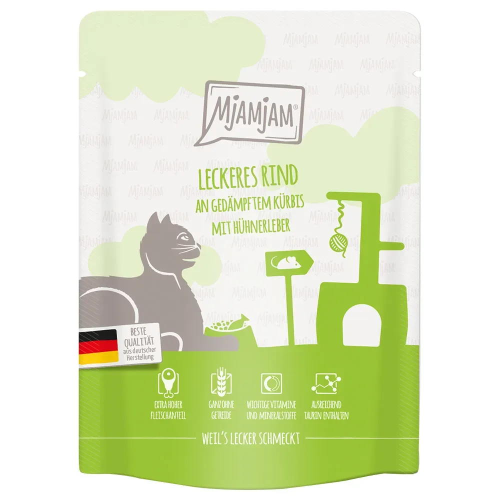 MjAMjAM Quetschie 6 x 300 g - leckeres Rind an gedämpftem Kürbis