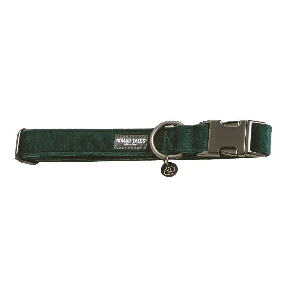 Nomad Tales Blush Halsband, emerald - Grösse M: 34 - 55 cm Halsumfang, B 20 mm