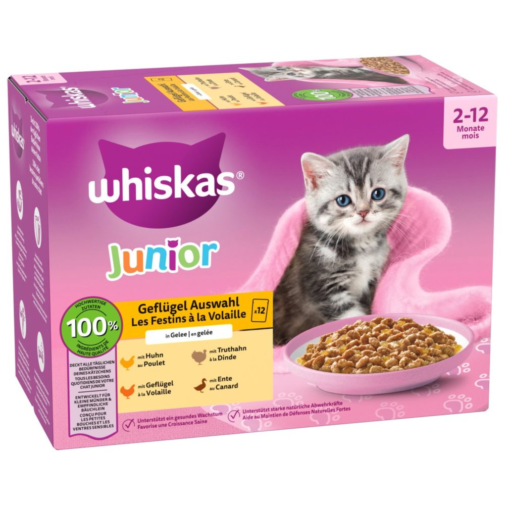 Whiskas Multipack Junior Geflügel Auswahl in Gelee 12 x 85g