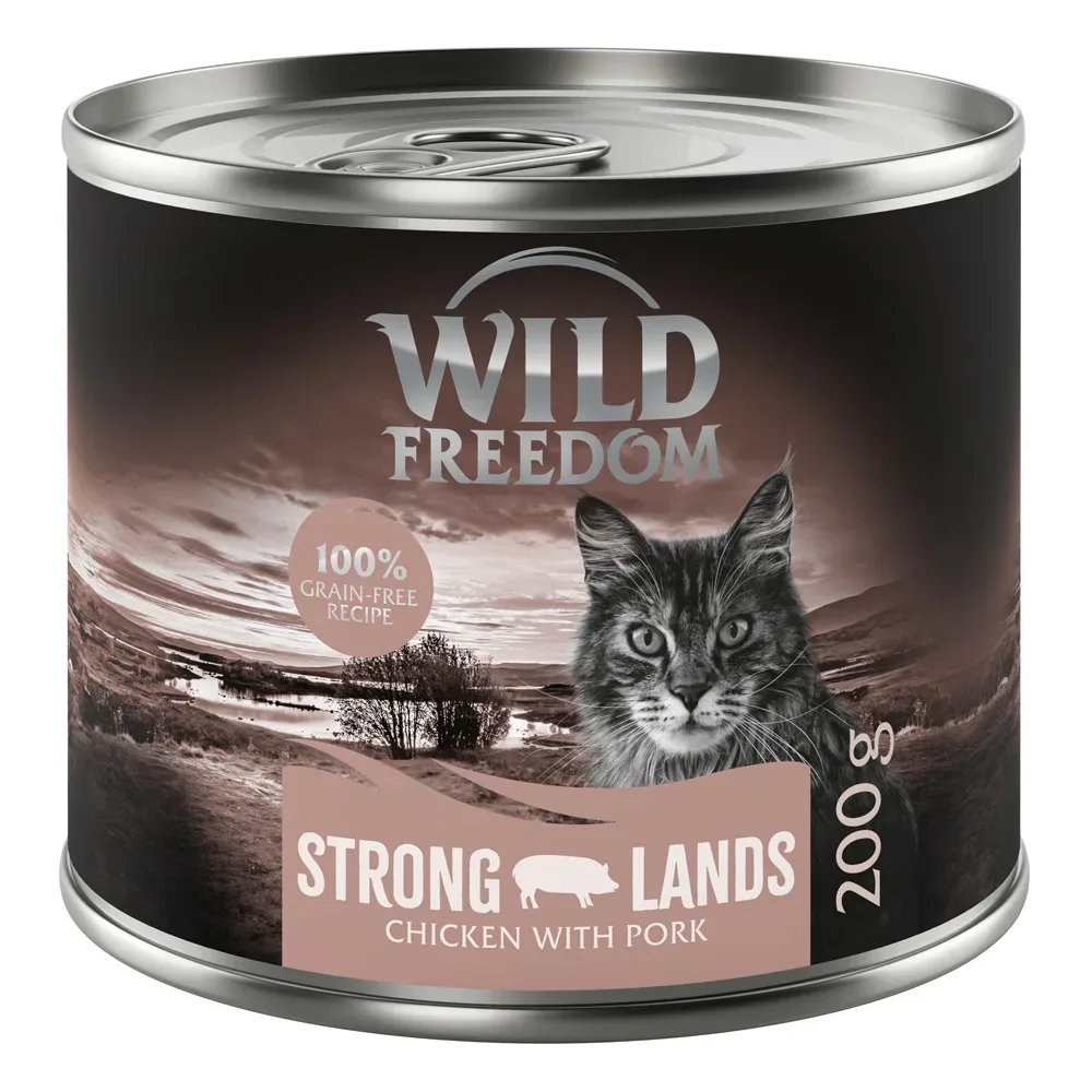 Wild Freedom Adult 6 x 200 g - getreidefreie Rezeptur - Strong Lands: Schwein & Huhn