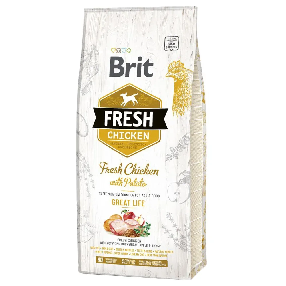 Brit Fresh Huhn mit Kartoffel Adult Great Life - Sparpaket: 2 x 12 kg