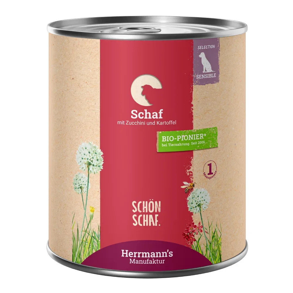 Sparpaket Herrmann´s Bio-Menü / Menü Sensitive 12 x 800 g - Schaf mit Bio-Zucchini und Bio-Kartoffeln