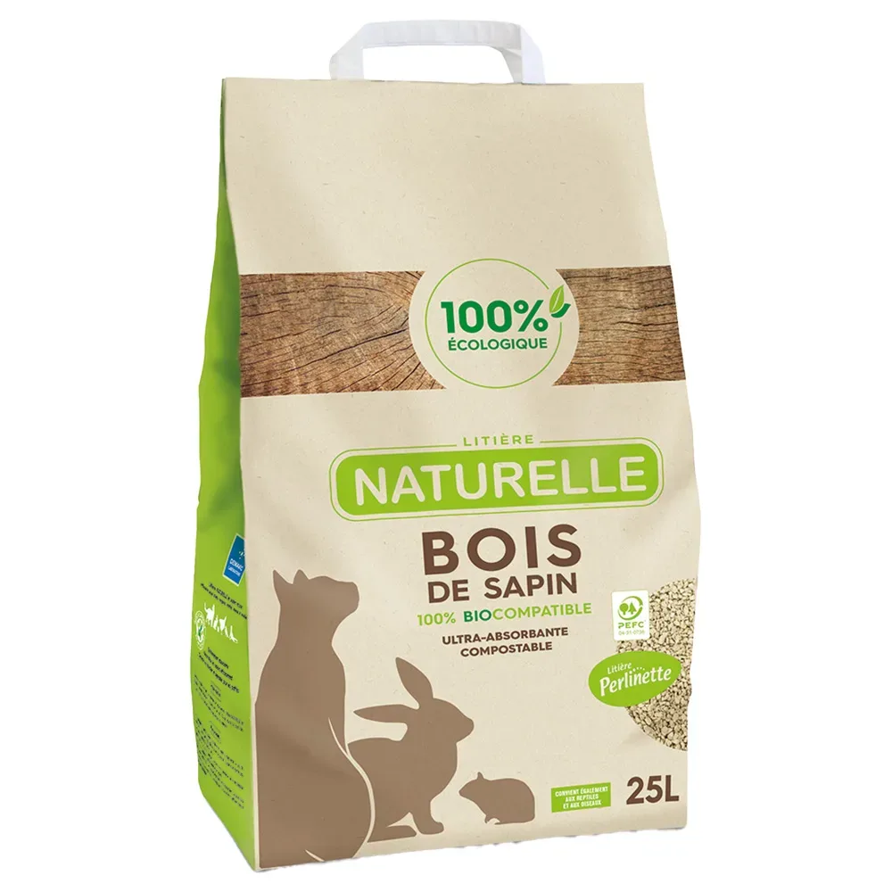 Perlinette Bois de Sapin Katzenstreu - 25 l (10 kg)