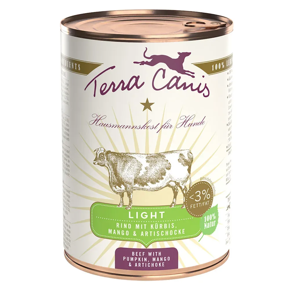 Terra Canis Light 6 x 400 g - Rind mit Kürbis, Mango und Artischoke