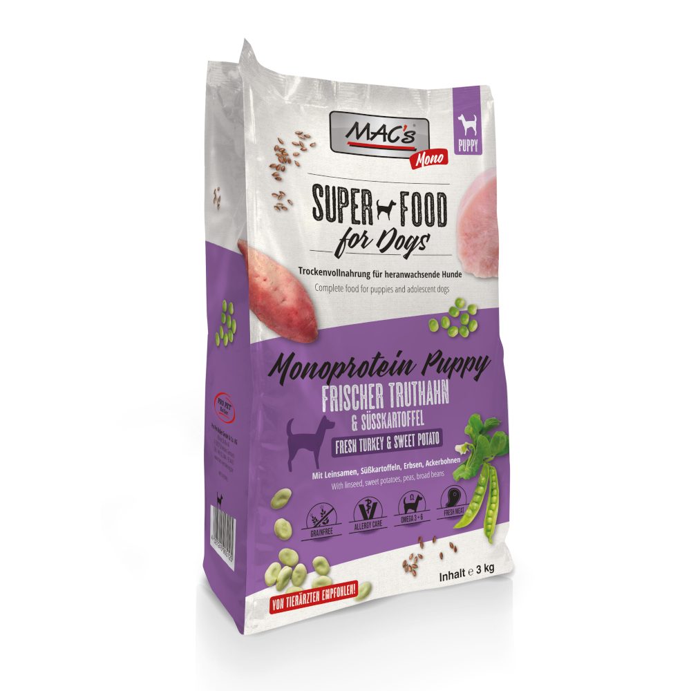MAC's Dog Mono Trockenfutter Hund Welpe Truthahn 3 kg