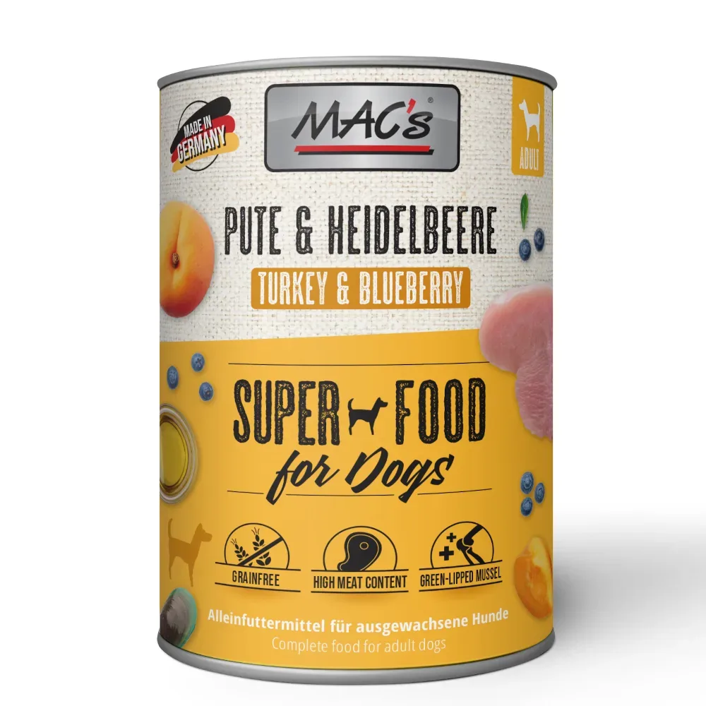 MAC's Adult Superfood 6 x 400 g - Pute & Heidelbeeren