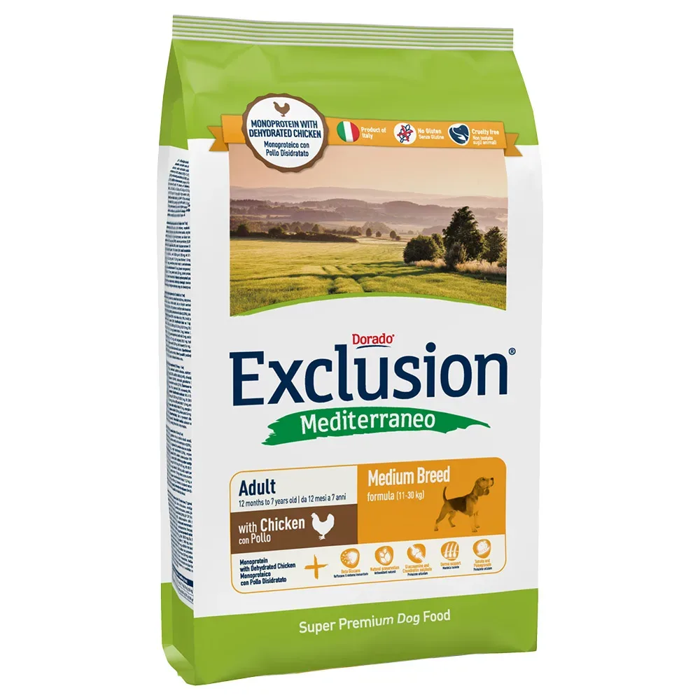 Exclusion Mediterraneo Adult Medium mit Huhn - Sparpaket: 2 x 12 kg