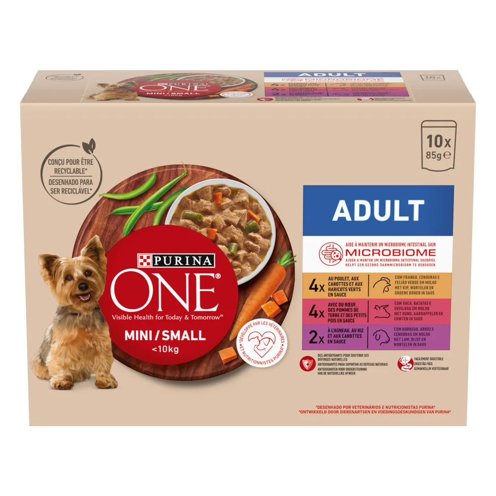 Purina ONE Mini Adult Huhn, Rind & Lamm - 10 x 85 g