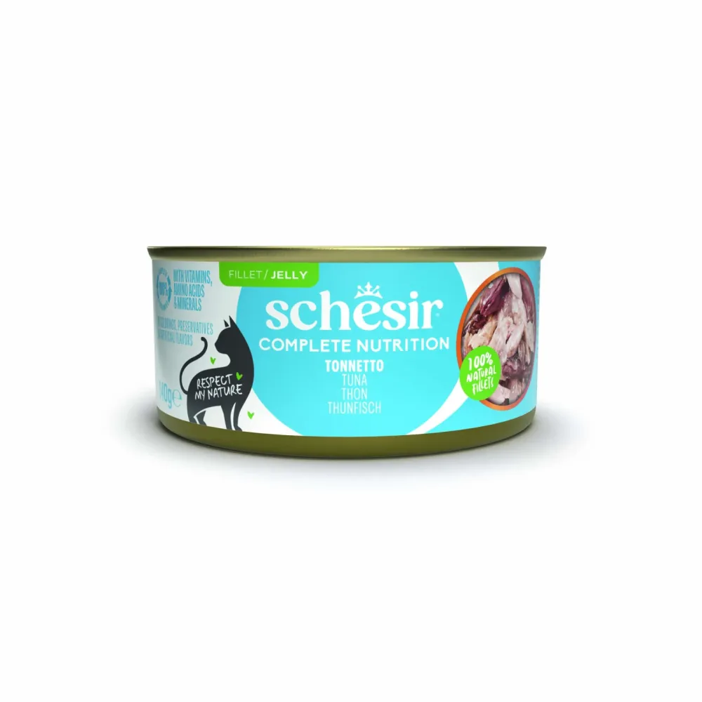 Schesir Complete Nutrition Filet in Gelee 6 x 140 g in Dosen - Thunfisch mit Sardinen