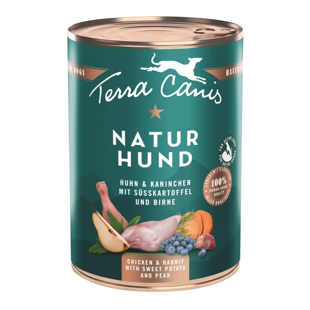 Terra Canis Naturhund 6 x 400 g - Huhn & Kaninchen mit Süsskartoffel & Birne