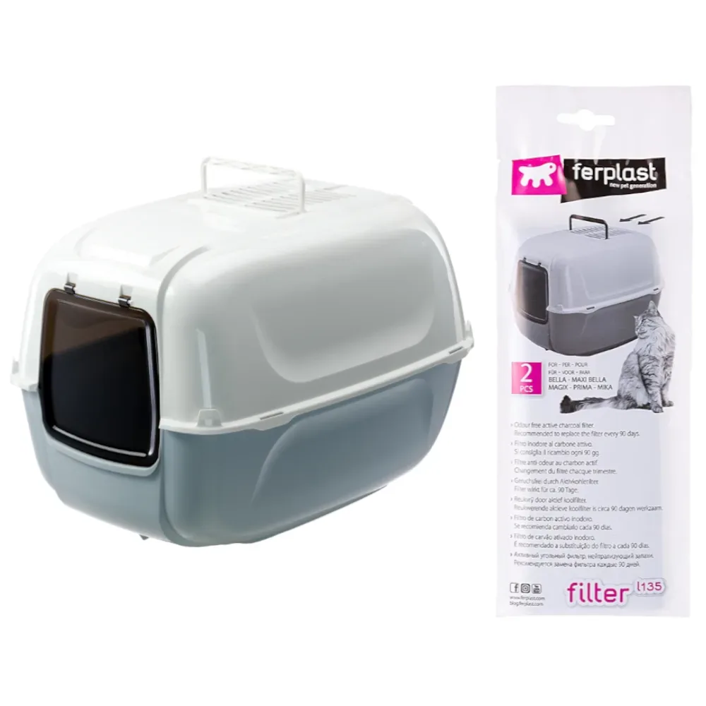 Ferplast Katzentoilette Prima XXL - hellgrau / weiss