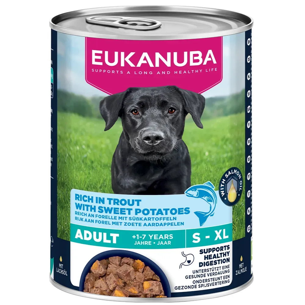 Eukanuba Adult Reich an Forelle mit Süsskartoffeln - Sparpaket: 12 x 400 g