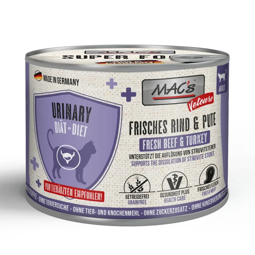 MAC's Cat Vetcare Urinary 6 x 200 g - frisches Rind & Pute