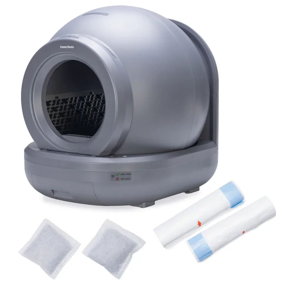 beeztees Automatische Katzentoilette Moeza - Startset: Katzentoilette + 10 Katzenstreubeutel + 12 Filter