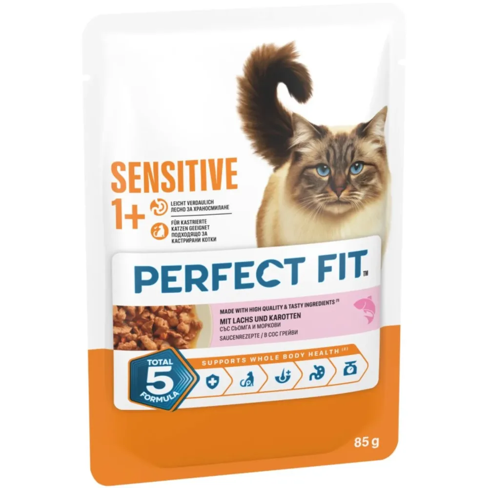 Perfect Fit Sensitive 1+ - Sparpaket: Lachs  (48 x 85 g)