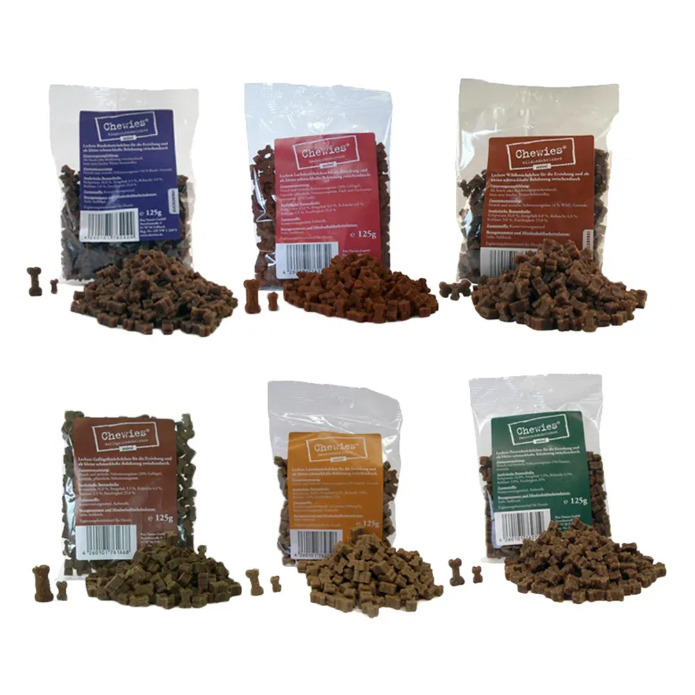 Chewies Mini Knöchelchen Mixpaket 6 Sorten - 6 x 125 g
