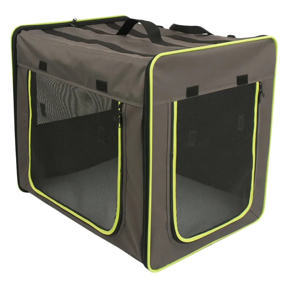 Transporthütte First Class Basic - Grösse S: B 38 x T 53,5 x H 46 cm, grau-braun/neon-grün