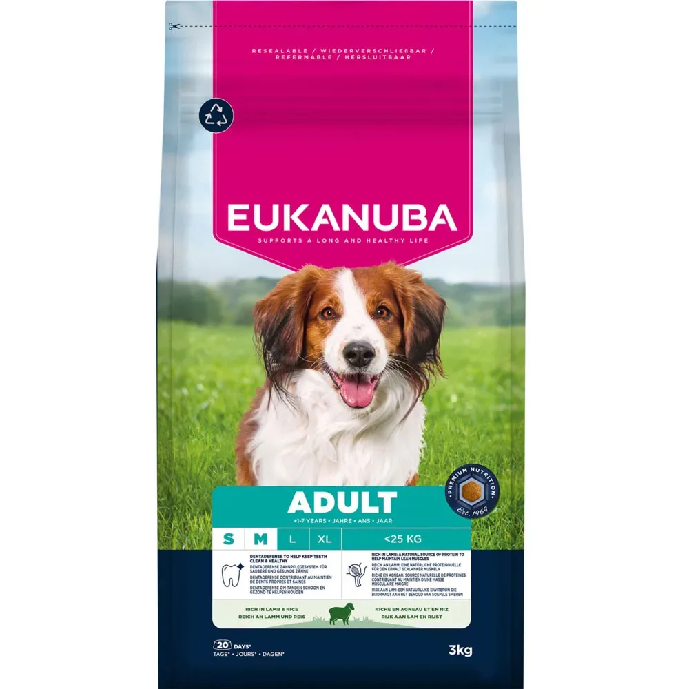 Eukanuba Premium Nutrition Adult Small & Medium Breed Lamm & Reis - 3 kg