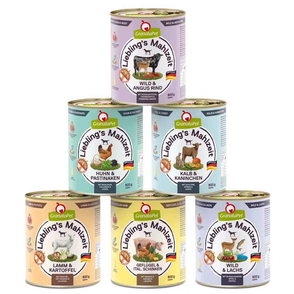 Sparpaket GranataPet Liebling's Mahlzeit 12 x 800 g - Mixpaket 1 (6 Sorten)