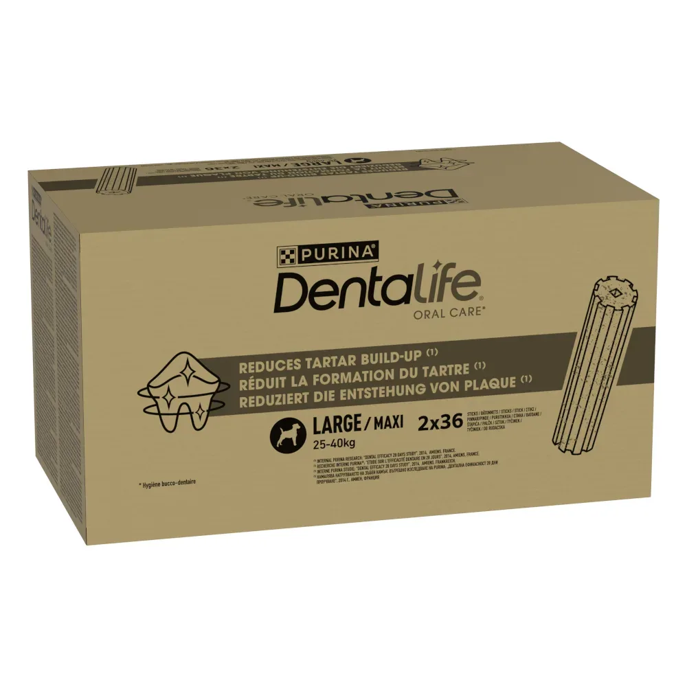 PURINA Dentalife Tägliche Zahnpflege-Snacks für grosse Hunde (25-40 kg) - 72 Sticks  (24 x 106 g)