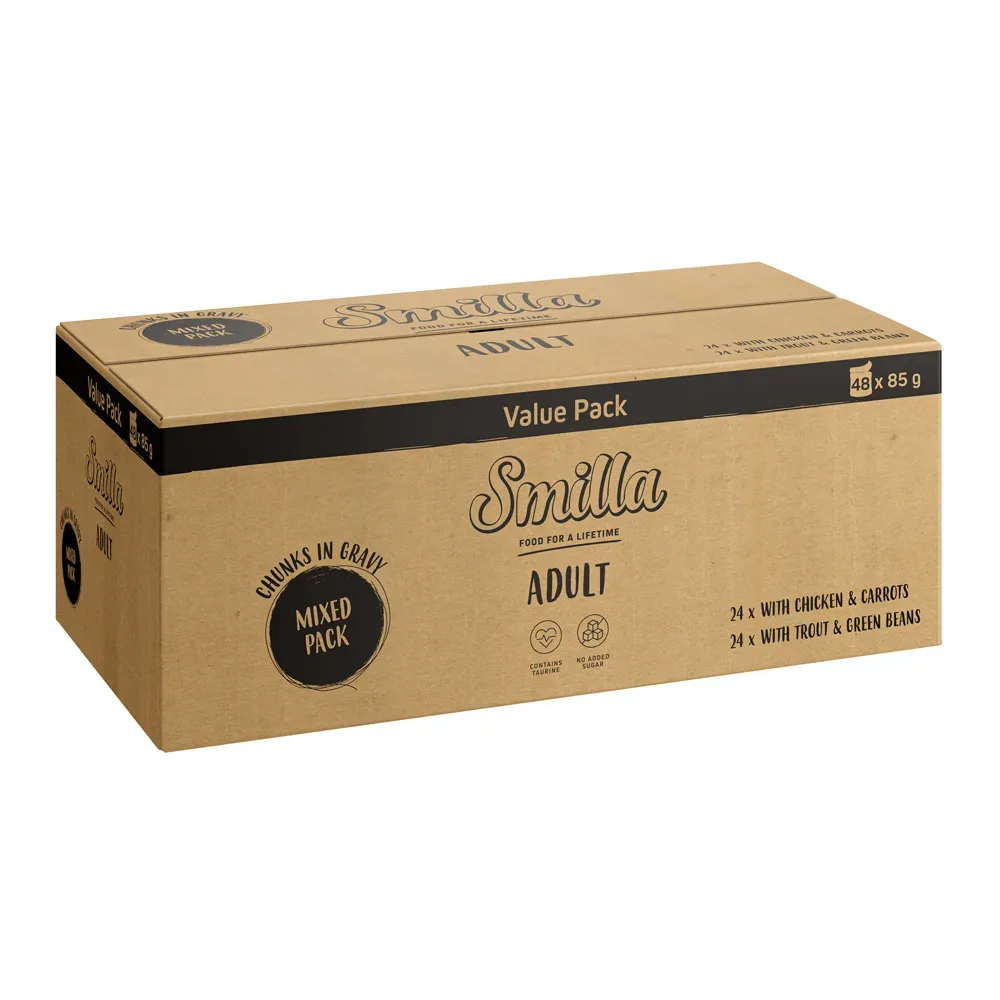 Smilla Frischebeutel Adult Häppchen mit Gemüse - JUMBOPACK Mixpaket (48 x 85 g)