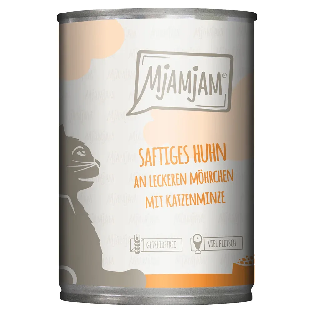 Sparpaket MjAMjAM Katzenfutter 24 x 400 g - saftiges Huhn an leckeren Möhrchen