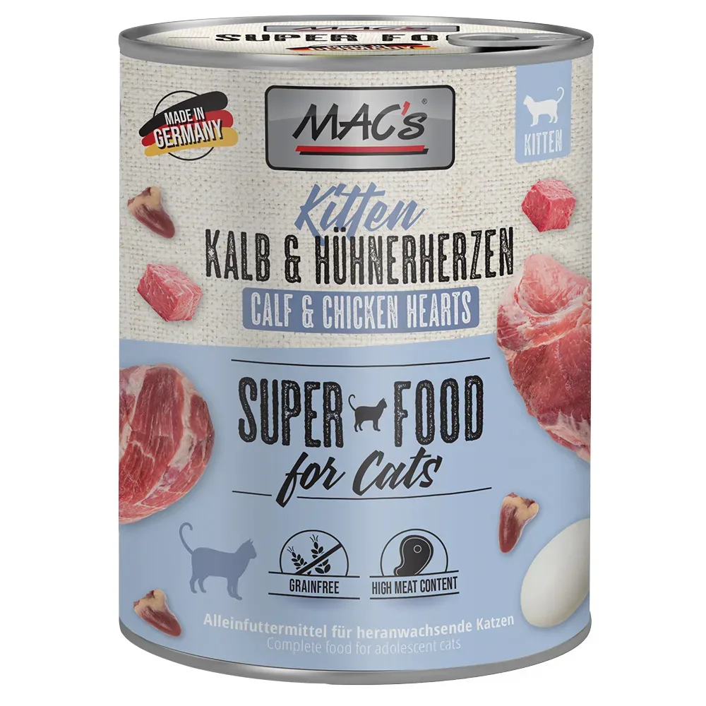 Sparpaket MAC´s Cat 12 x 800 g - Kitten (Pute, Rind & Ente)