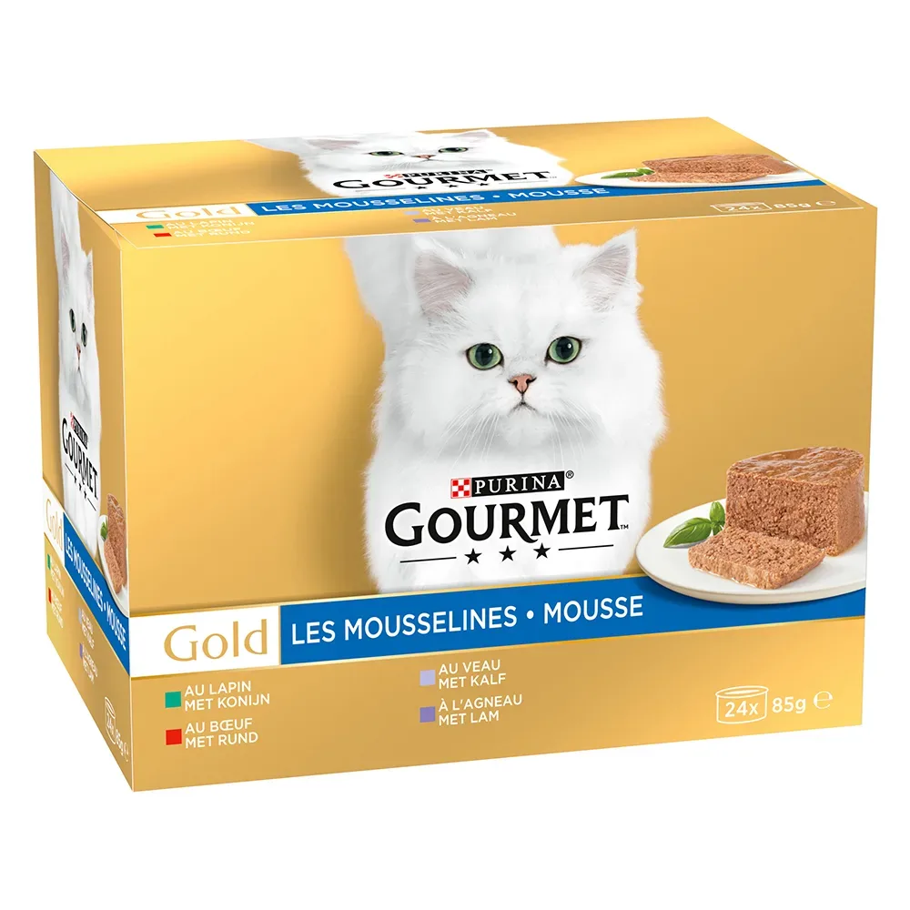 Sparpaket Gourmet Gold Feine Pastete 48 x 85 g - Fleisch-Mix (Kaninchen, Kalb, Rind, Lamm)
