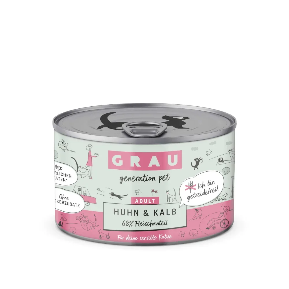 Sparpaket GRAU Adult Getreidefrei 12 x 200 g - Huhn & Kalb