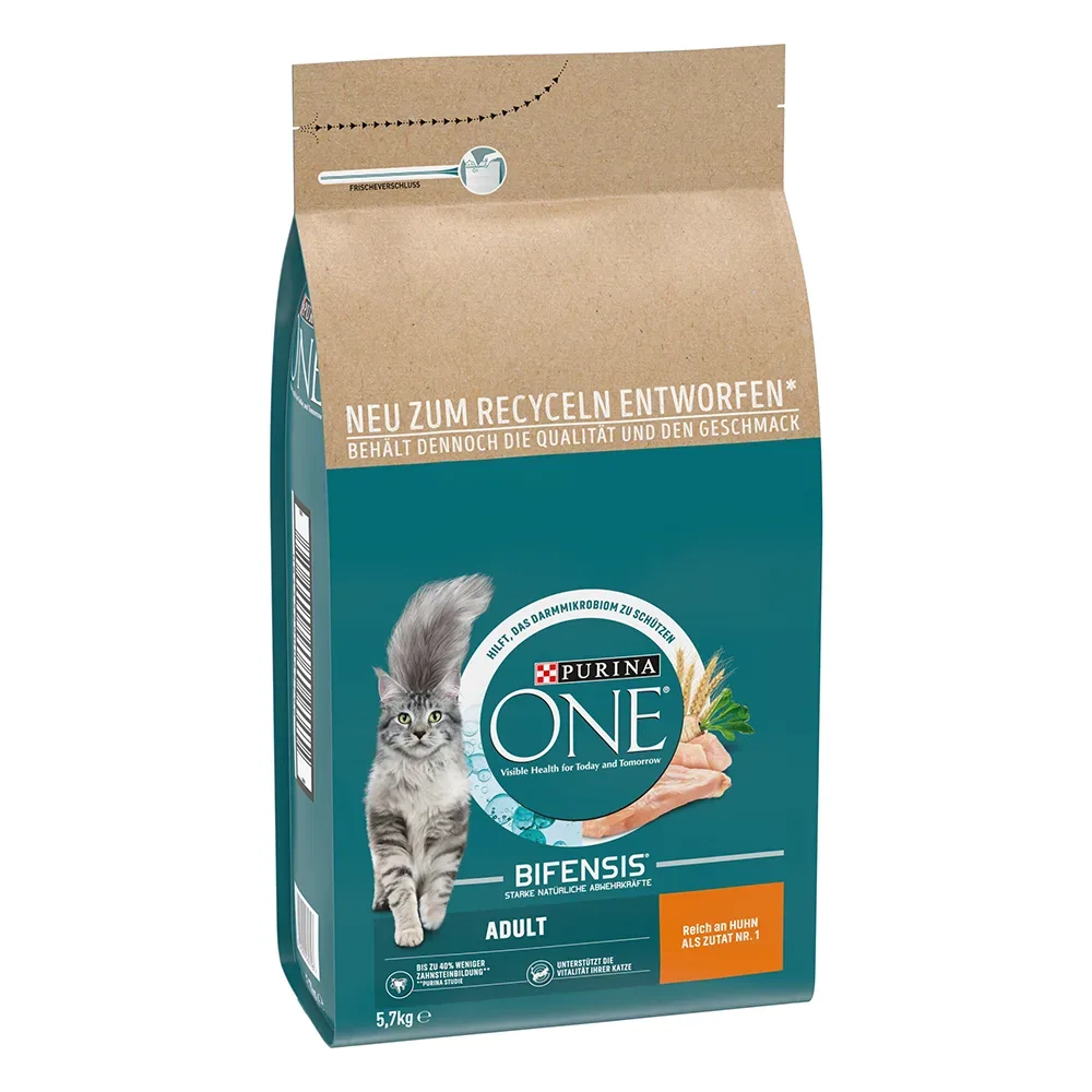 PURINA ONE Adult Huhn & Vollkorngetreide - Sparpaket: 2 x 5,7 kg