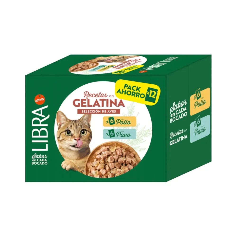 Libra Cat Geflügelauswahl in Gelee Huhn & Truthahn -12 x 85 g