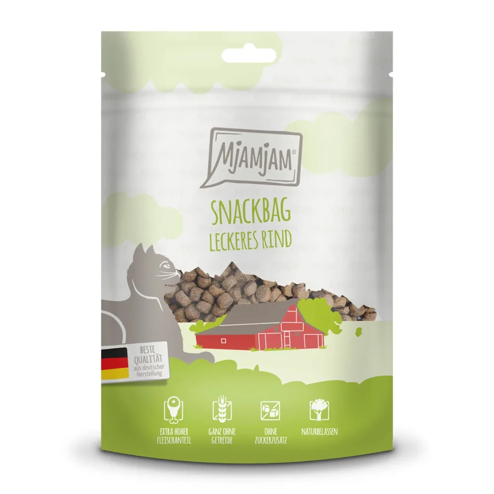 MjAMjAM Snackbag - Sparpaket: 4 x 125 g leckeres Rindfleisch
