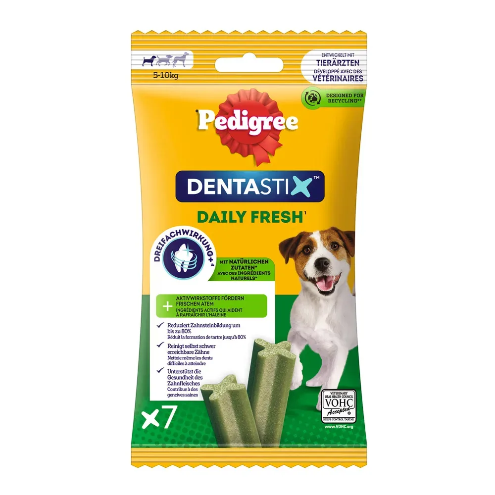Pedigree Dentastix Tägliche Zahnpflege Hundesnack - Multipack: 7 Stück für kleine Hunde (5-10 kg)