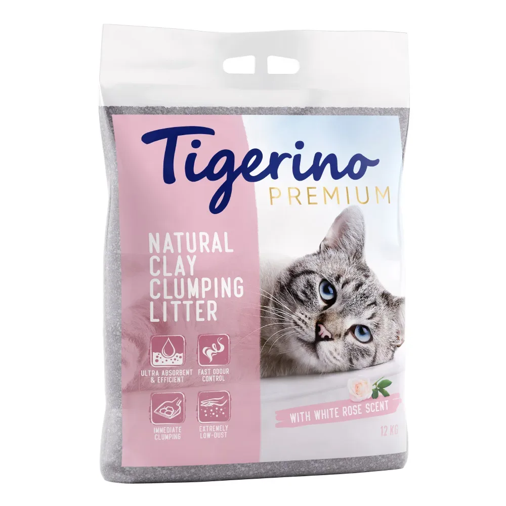 Tigerino Premium Katzenstreu ? Weisse-Rosen-Duft - Sparpaket: 2 x 12 kg