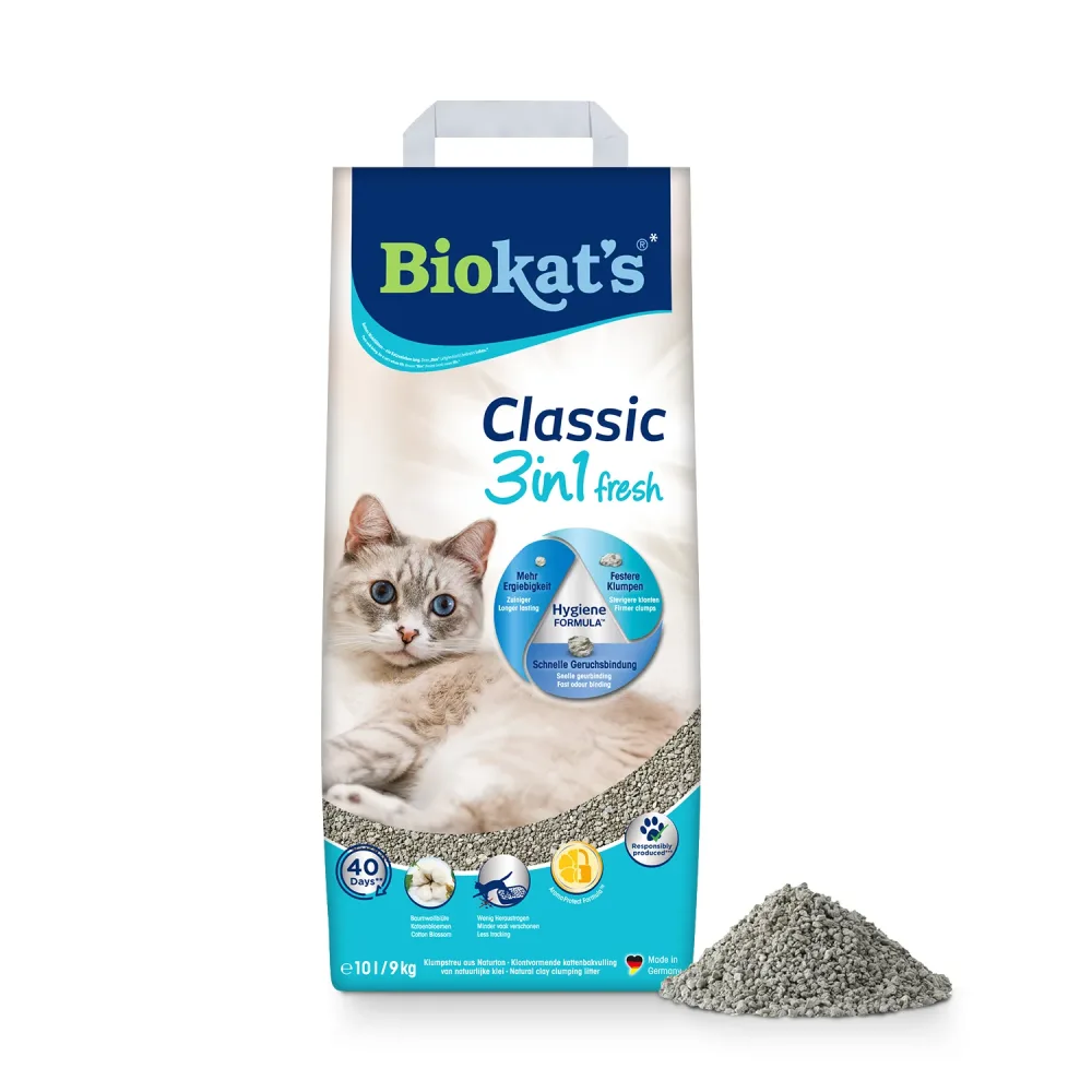 Biokat's Classic 3in1 Fresh Katzenstreu Baumwollblüte - 10 l