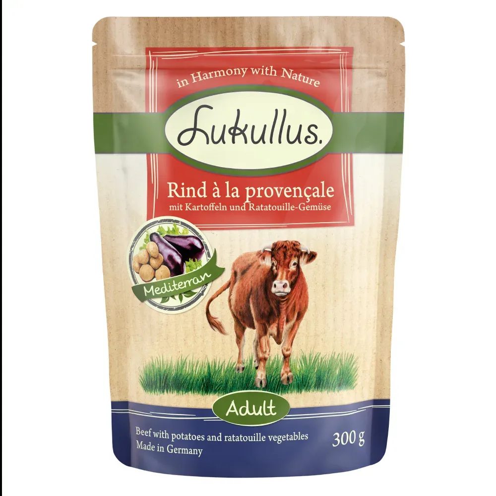 Sparpaket Lukullus Frischebeutel 48 x 300 g - Rind à la provençale (getreidefrei)