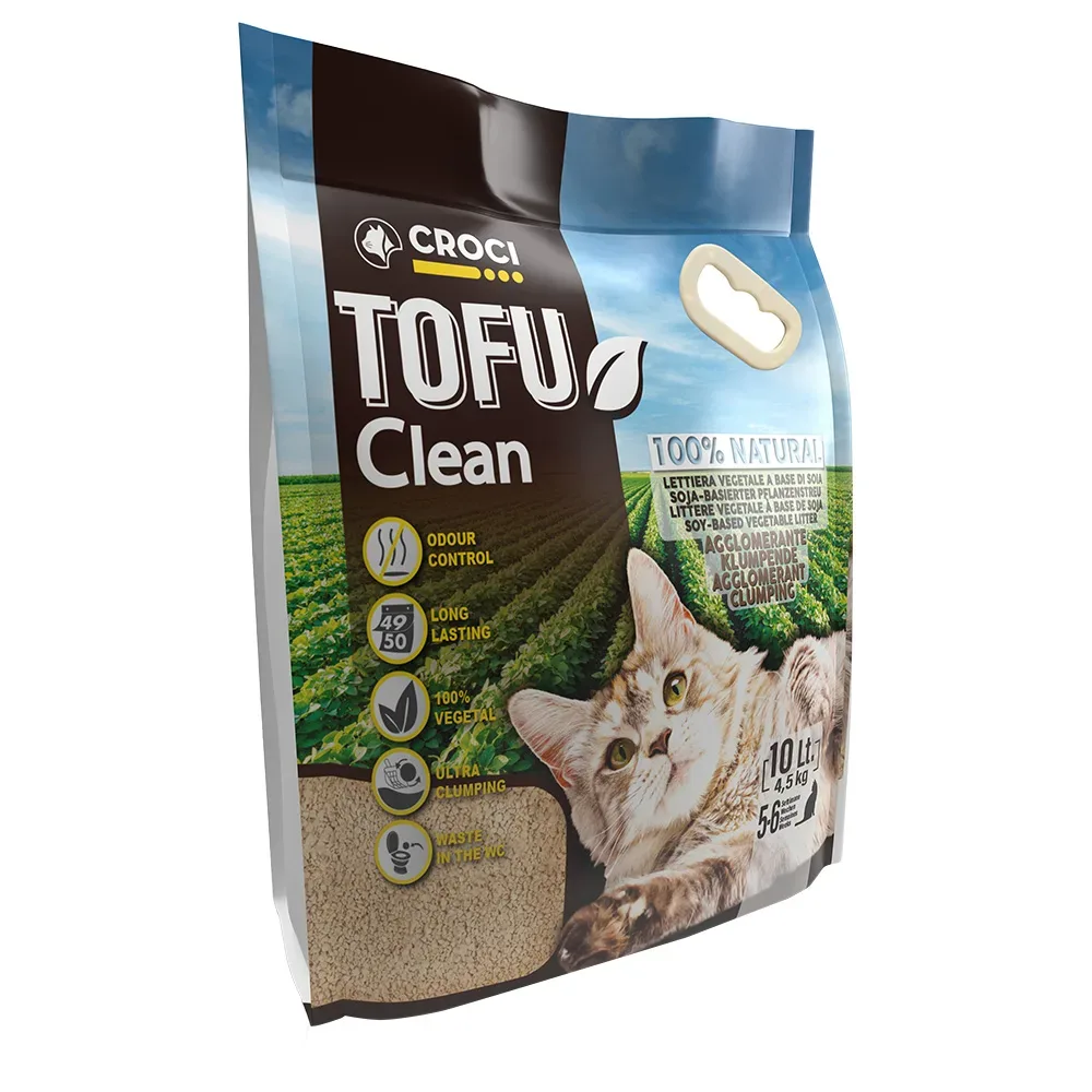 Croci Tofu Clean Katzenstreu - Sparpaket: 2 x 10 l (ca. 9 kg)