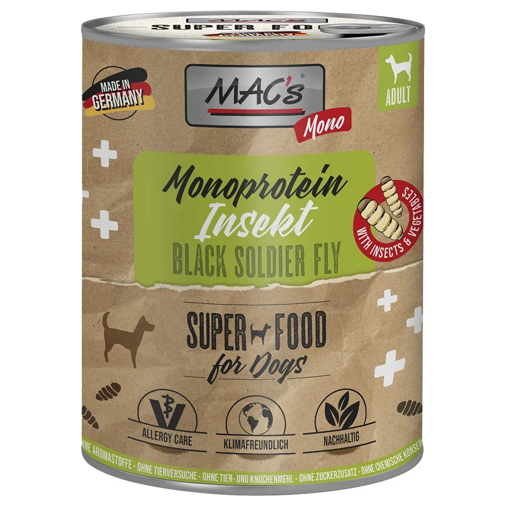 MAC's Monoprotein Insekten & Superfood 6 x 750 g - Schwarze Soldatenfliege (Hermetia illucens)
