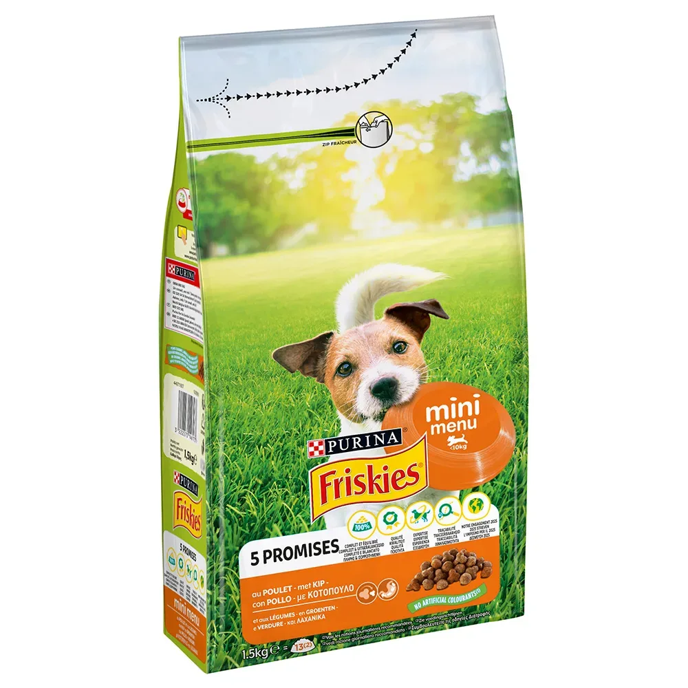 Purina FRISKIES Mini mit Huhn & Gemüse - Sparpaket: 3 x 1,5 kg