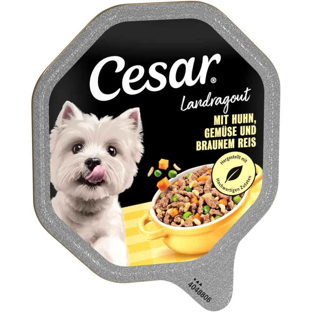 Megapack Cesar Schale 14 x 150 g - Landragout mit Huhn, Gemüse und braunem Reis